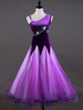 Faschingskostüm Ballroom Dance Kostüm Kleider Lila Frauen Langarm Organza Perlen Praxis Tanzen Kostüm Karneval Kostüm