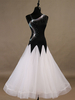 Faschingskostüm Ballroom Dance Kostüm Kleider Schwarz Frauen Sleeveless Perlen Organza Training Tanzen Tragen Karneval Kostüm