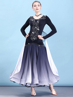 Faschingskostüm Ballroom Dance Kostüm Langarm Perlen Ombre Training Performance Tanzbekleidung Karneval Kostüm Karneval Kostüm
