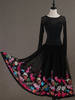 Faschingskostüm Ballroom Dance Kostüm Schwarz Floral Damen Langarm Training Tanzen Kleider Karneval Kostüm Karneval Kostüm