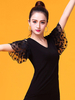 Faschingskostüm Ballroom Dance Kostüm Top Black Frauen Bell Hülse Training T-shirt Tanzen Kleidung Karneval Kostüm