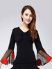 Faschingskostüm Ballroom Dance Kostüm Top Frauen Long Sleeve V-Ausschnitt T-Shirt Top Karneval Kostüm