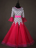 Faschingskostüm Ballroom Dance Kostüm Top Red Frauen Langarm Polka Dot Print Training Tanzen Kleidung Karneval Kostüm