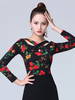 Faschingskostüm Ballroom Dance Kostüme Burgund Frauen Riemchen Kreuz Floral Print Rayon Ballroom Dancer Top Karneval Kostüm Karneval Kostüm