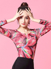 Faschingskostüm Ballroom Dance Kostüme Rot Damen Printed Longsleeve Ballon Tänzerin Top Karneval Kostüm Karneval Kostüm