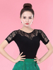 Faschingskostüm Ballroom Dance Kostüme Schwarz Damen Rayon Lace Semi Sheer Ballroom Dancer Top Karneval Kostüm Karneval Kostüm