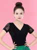 Faschingskostüm Ballroom Dance Kostüme Schwarze Damen Lace Rayon V-Ausschnitt Ballroom Dancer Top Karneval Kostüm Karneval Kostüm