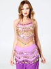 Faschingskostüm Bauchtanz Kostüm Pailletten Lila Layered Sexy Top und Taille Kette Bauchtanz Wear für Frauen Karneval Kostüm