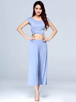 Faschingskostüm Bauchtanz Kostüme Baby Blue Polyester Fiber Crop Top mit weitem Bein Hosen Frauen tanzen Wear Karneval Kostüm Karneval Kostüm