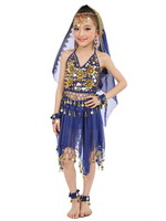 Faschingskostüm Bauchtanz Kostüme Kinder Chiffon rot ärmellos Indische Bollywood Tanz Kleider Karneval Kostüm