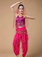 Faschingskostüm Bauchtanz Kostüme Pailletten Fransen Rose Polka Dot Bauchtänzerin Tüll Bauchtanz Wear für Frauen Karneval Kostüm