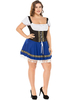 Faschingskostüm Beer Girl Kostüm Blau bedruckt Schnürkleid Polyester Beer Girl Urlaub Kostüme Oktoberfest Kostüme Karneval Kostüm