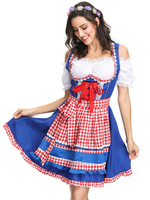 Faschingskostüm Bier Mädchen Kostüm Grasgrün Karo Rüschen Schnürschürze Polyester Oktoberfest Feiertage Kostüme Oktoberfest Kostüme Karneval Kostüm