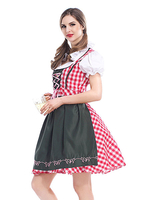 Faschingskostüm Bier Mädchen Kostüm Pink Plaid Bänder Kleid Polyester Bier Mädchen Urlaub Kostüme Oktoberfest Kostüme Karneval Kostüm