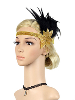 Faschingskostüm Black Flapper Stirnband der großen Gatsby Charleston 1920er Jahre Kostüm Feder Kopfschmuck Frauen Vintage Kostüm Zubehör Karneval Kostüm