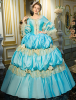 Faschingskostüm Blau Retro Kostüm Rokoko Tiered Bell Ärmel Prinzessin Kleid