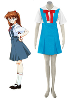Faschingskostüm Blauer Neon Genesis Evangelion Baumwolle Kleid Cosplay Kostüm Karneval Kostüm