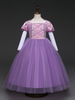 Faschingskostüm Blumenmädchen Kleider Flieder eine Linie Kurzarm Mädchen Rapunzel Kostüm Cosplay Disney Kinder Karneval Kostüm