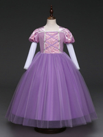 Faschingskostüm Blumenmädchen Kleider Flieder eine Linie Kurzarm Mädchen Rapunzel Kostüm Cosplay Disney Kinder Karneval Kostüm