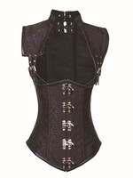 Faschingskostüm Braunes Retro Korsett Metallschnalle Jacquard Steampunk Vintage Kostüm für Damen Karneval Kostüm