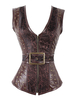 Faschingskostüm Braunes Steampunk Korsett Metallschnalle Öse Vintage Kostüm für Damen Karneval Kostüm
