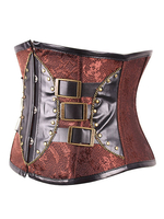 Faschingskostüm Brown Steampunk Korsett Metallic Buckle Rivet Zipper Vintage Kleidung für Frauen Karneval Kostüm