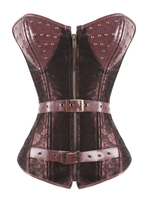 Faschingskostüm Brown Steampunk Korsett Rivet Grommet Metallic Buckle Zipper Frauen Vintage-Kostüm Karneval Kostüm