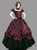 Faschingskostüm Burgunder Retro Kostüme Damen Jacquard Bogen Rüsche Marie Antoinette Kostüm Vintage 18. Jahrhundert Kostüm Karneval Kostüm