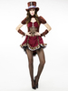 Faschingskostüm Burgunder Steampunk Kostüm schnüren sich oben metallische Wölbungs-Weinlese-Kleidung für Frauen Karneval Kostüm Karneval Kostüm