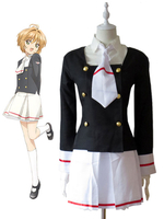 Faschingskostüm Card Captor Sakura Set Kinomoto Sakura Japanischer Anime von Cardcaptor Sakura Kammwolle Rock&mit Krawatte&Oberteil