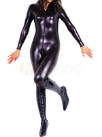 Faschingskostüm Catsuit Metallic Bodysuit in Schwarz Karneval Kostüm
