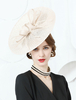 Faschingskostüm Champagner Retro Hut Frauen Leinen Federn Fascinator Hut Royal Headpieces Karneval Kostüm
