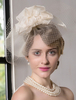 Faschingskostüm Champagner Seide Fascinator Vintage Kopfschmuck Schleier Hut
