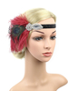 Faschingskostüm Charleston Kleid Flapper Stirnband 1920er Jahre große Gatsby Feder Kopfschmuck Burgunder Frauen Pailletten Vintage Kostüm Zubehör Karneval Kostüm