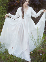 Faschingskostüm Chiffon Maxikleid Weiß Damen Regency Kleid Empire Cut Plissee Retro Kostüm Karneval Kostüm Karneval Kostüm