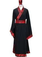 Faschingskostüm Chinesisches Kostüm Alte Hanfu Traditionelle Kleider Schärpe Set Männer Schwarz Kaiser Prince Kleidung Karneval Kostüm Karneval Kostüm