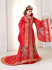 Faschingskostüm Chinesisches Kostüm Traditional Female Red Satin Frauen Hanfu Kleid Ancient Tang Dynastie Kleidung 3 Stück Karneval Kostüm