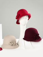 Faschingskostüm Cloche Wollmütze Retro Frauen Winter Royal Cap Bows Filzhut Karneval Kostüm Karneval Kostüm