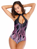 Faschingskostüm Damen Jumpsuit 2021 Fuchsia Jellyfish Gedruckt EInteilige Polyester-Badeanzug Karneval Kostüm Karneval Kostüm