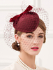 Faschingskostüm Damen Retro-Fascinator Wolle Burgund Bowknot Schleier Flapper Kopfstück
