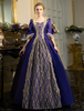 Faschingskostüm Damen Retro Kleid Barock Kostüm Spitze bestickte Tunika Lace Up Ball Kleid Kleid