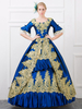 Faschingskostüm Damen Retro Kostüm blau Rokoko Satin Glocke halbe Ärmel Prinzessin Kostüm