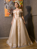 Faschingskostüm Damen Retro Kostüm Champagner Rokoko königliche Prinzessin Kostüm Off-The-Shoulder Satin Kleid
