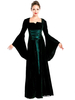 Faschingskostüm Damen Retro Kostüm Schwarz Bell Langarm Lace Up Vintage Maxikleid