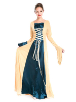 Faschingskostüm Damen Vintage Kostüm in Renaissance Style Nude Tönen Jacquard für Damen Polyester mit Kleid