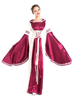Faschingskostüm Damen Vintage Kostüm in Renaissance Style Rubin Jacquard für Damen Polyester mit Kleid