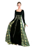 Faschingskostüm Damen Vintage Kostüm in Renaissance Style und Flaschengrün Jacquard für Damen Polyester mit Kleid