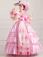 Faschingskostüm Damen Vintage Kostüm viktorianische königliche Karneval Kostüm Ball Kleid Rosa Festzug Kleid