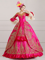 Faschingskostüm Damen Vintage Kostüm viktorianische königliche Karneval Kostüm Ball Kleid Rosenrot Festzug Kleid