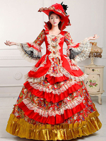 Faschingskostüm Damen Vintage Kostüm viktorianische königliche Karneval Kostüm Ball Kleid rot Festzug Kleid